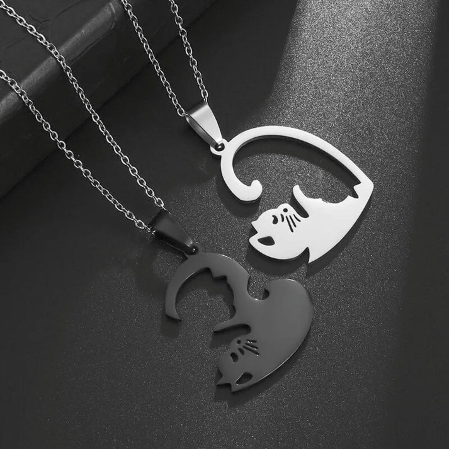 Matching Sisters Loving Cat Necklace - Hidden Forever