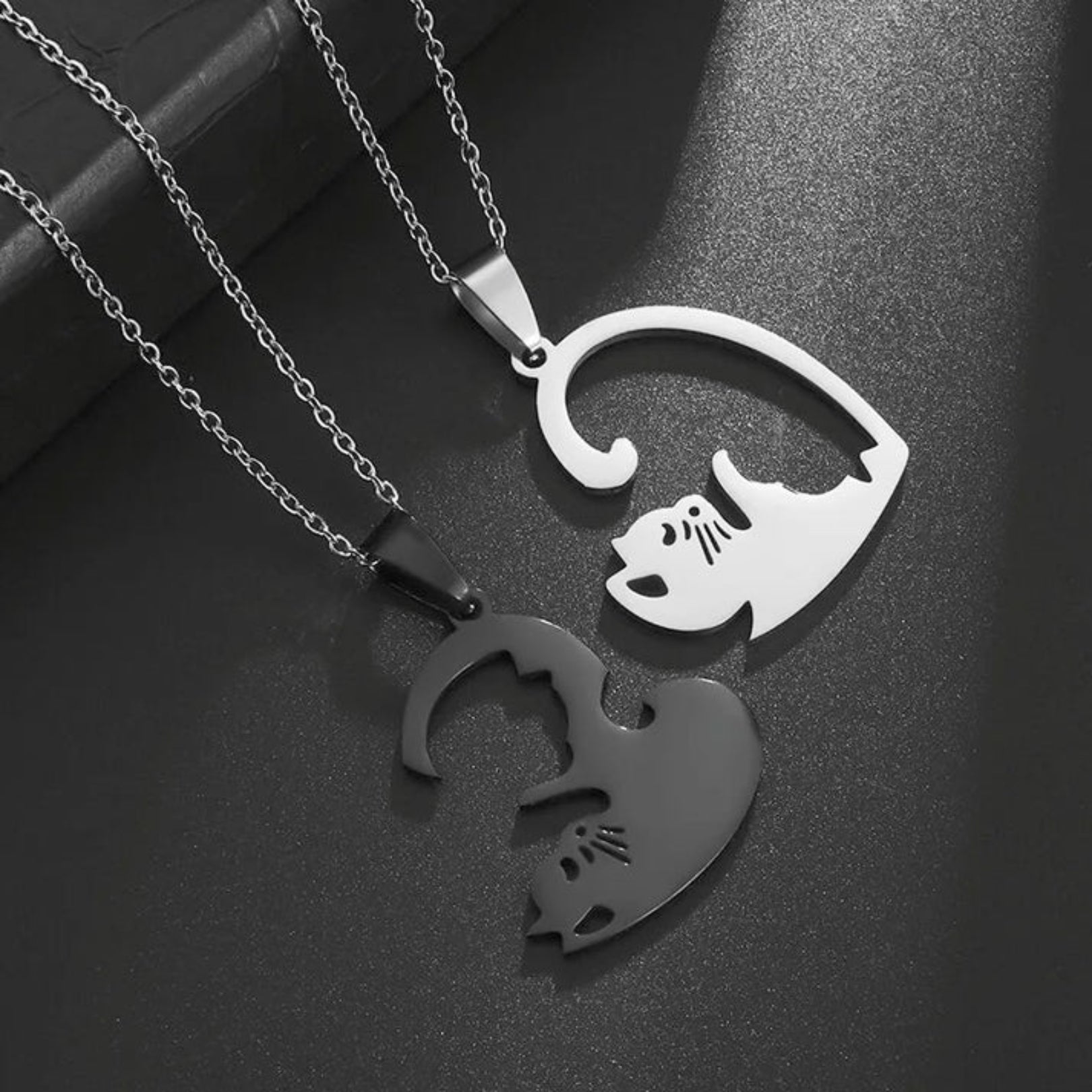 Matching Sisters Loving Cat Necklace - Hidden Forever