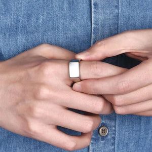 Men's Rectangular Signet Ring - Hidden Forever