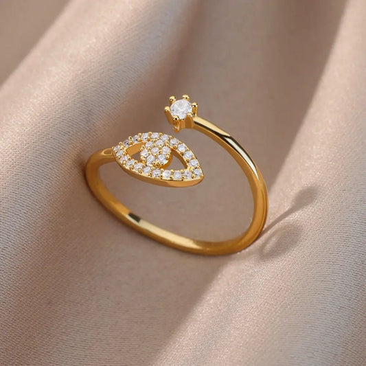 Minimalist Evil Eye Adjustable Ring - Hidden Forever