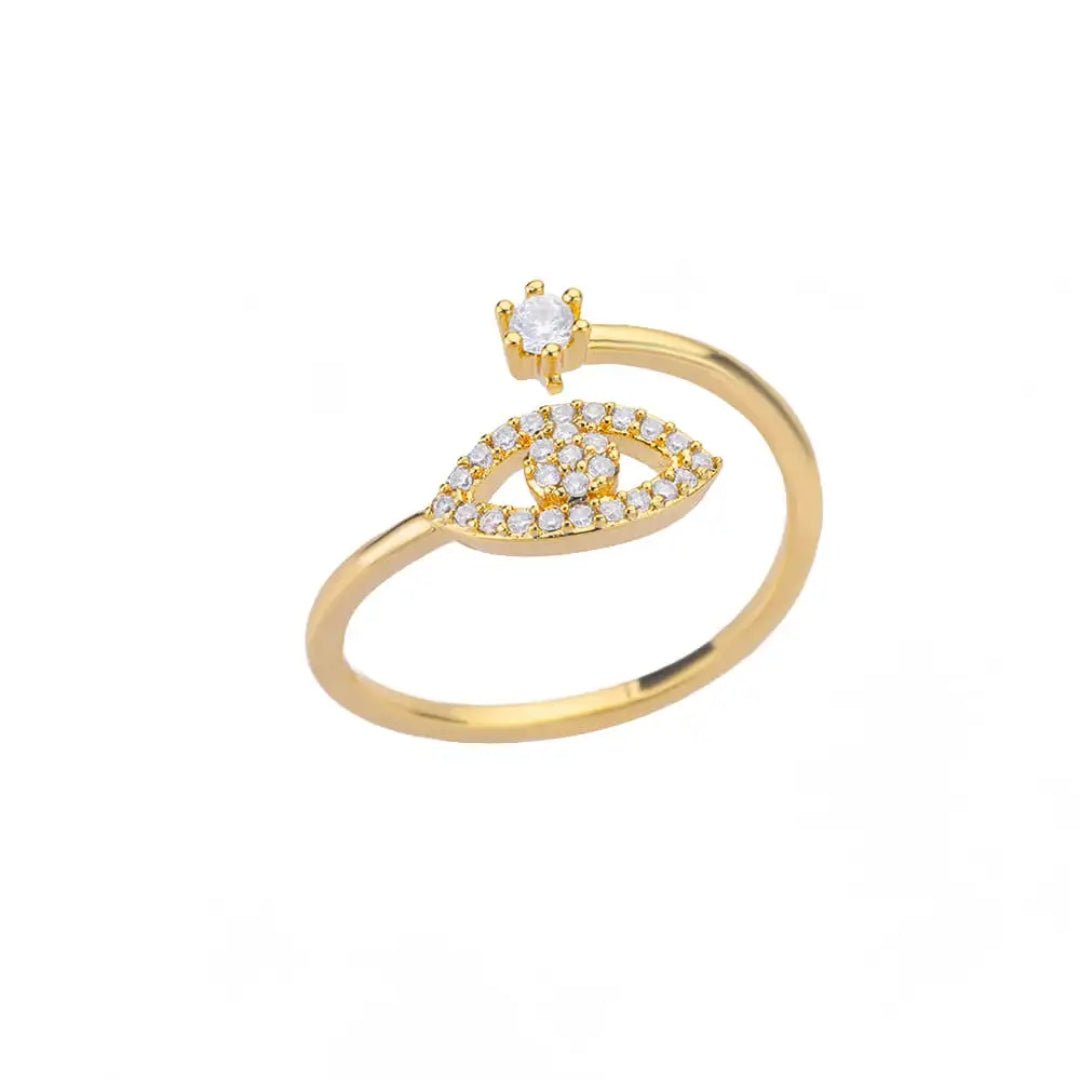 Minimalist Evil Eye Adjustable Ring - Hidden Forever
