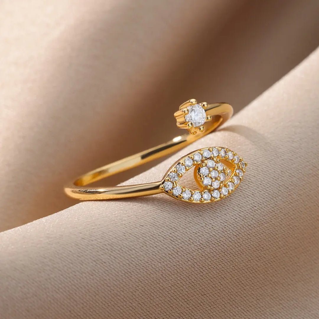 Minimalist Evil Eye Adjustable Ring - Hidden Forever
