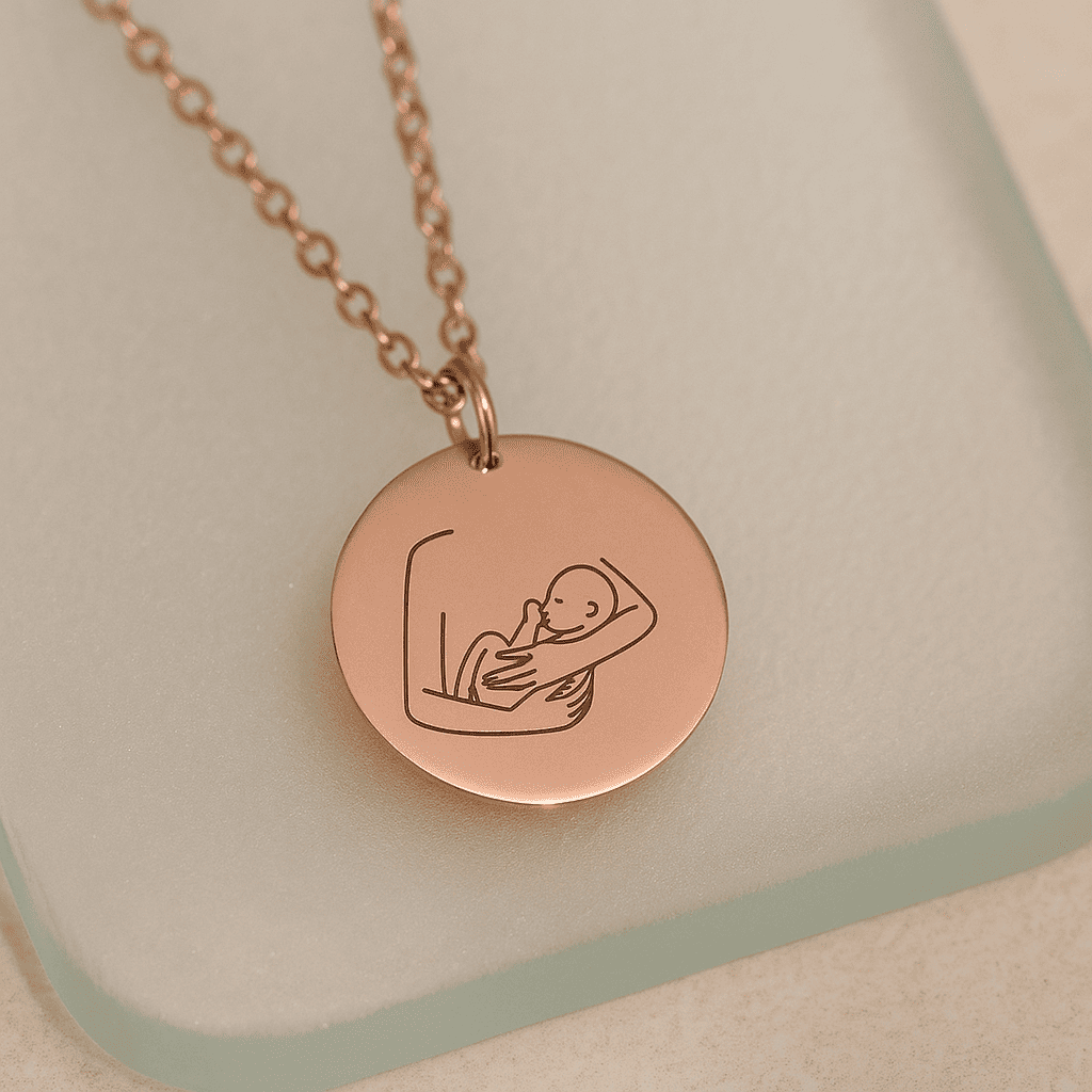 Mother and Angel Baby Necklace - Hidden Forever