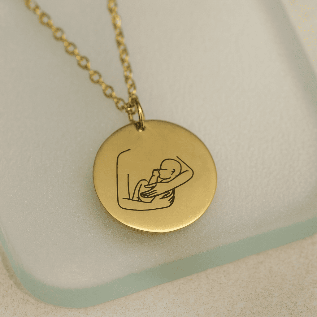 Mother and Angel Baby Necklace - Hidden Forever