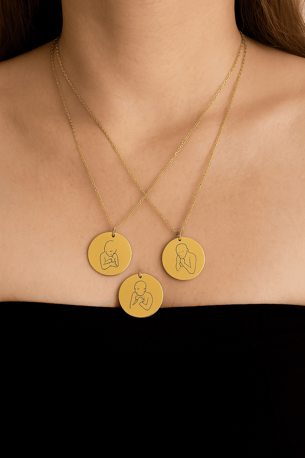 Mother and Angel Baby Necklace - Hidden Forever