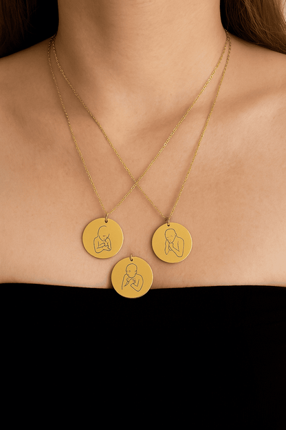 Mother and Angel Baby Necklace - Hidden Forever