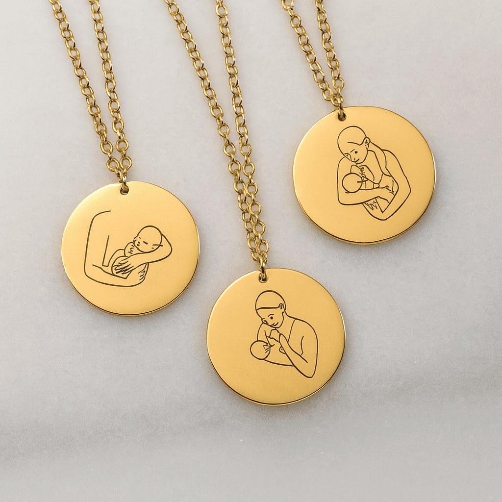 Mother and Angel Baby Necklace - Hidden Forever