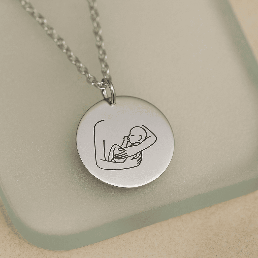 Mother and Angel Baby Necklace - Hidden Forever