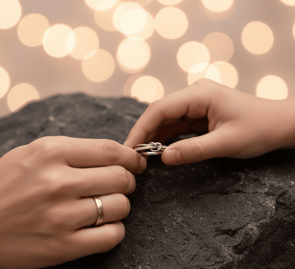 Mother & Daughter Bond Double Band Knot Ring - Hidden Forever