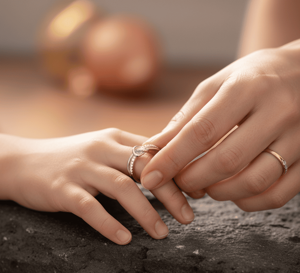 Mother & Daughter Bond Double Band Knot Ring - Hidden Forever