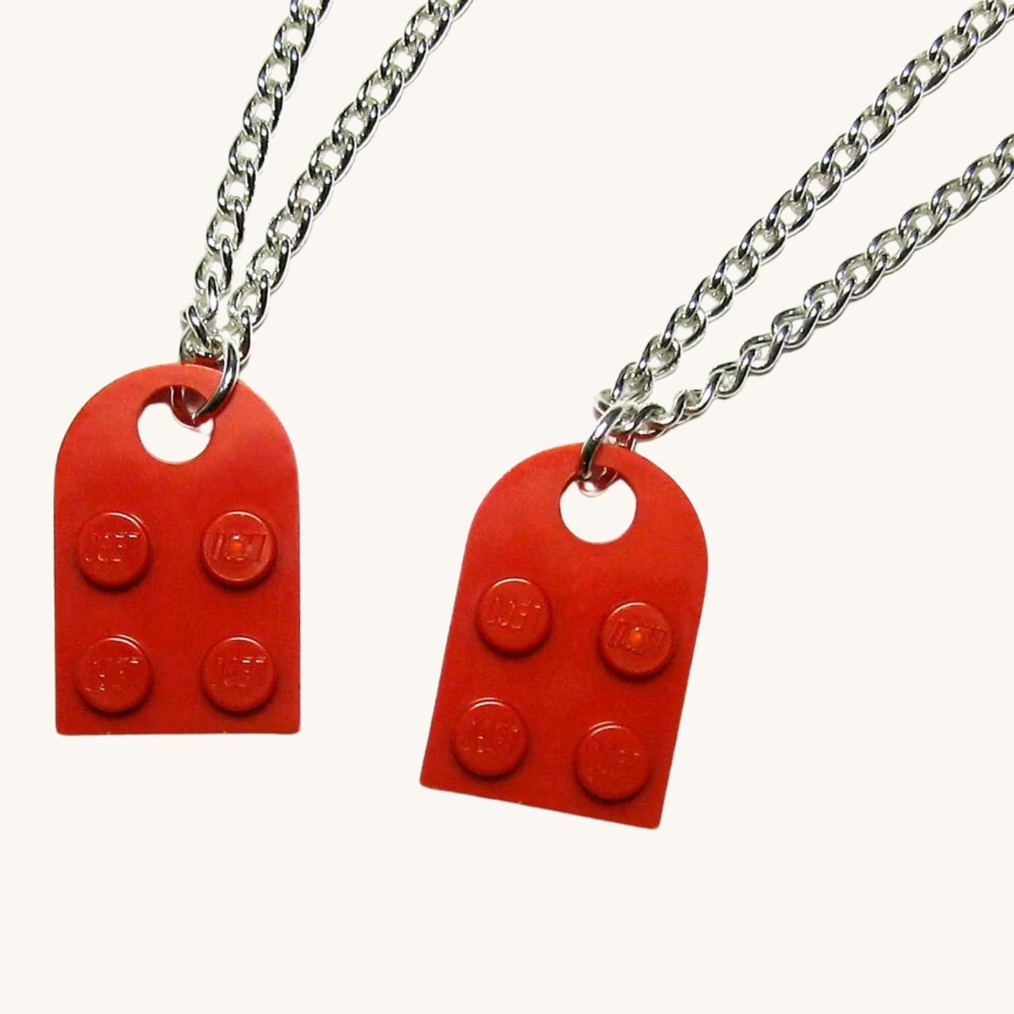 Mother & Daughter Building Brick Heart Necklace - Hidden Forever