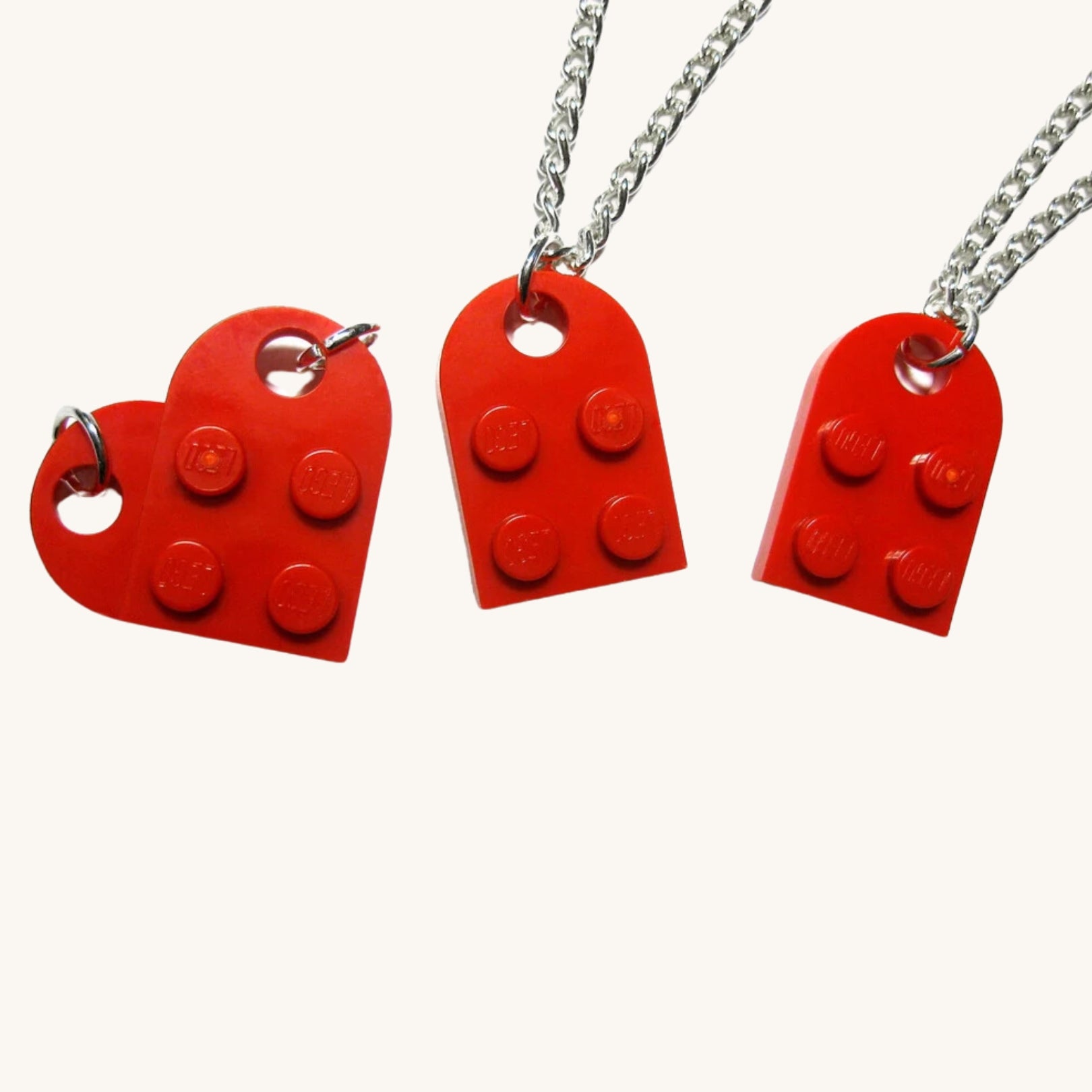 Mother & Daughter Building Brick Heart Necklace - Hidden Forever