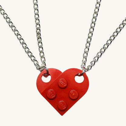 Mother & Daughter Building Brick Heart Necklace - Hidden Forever