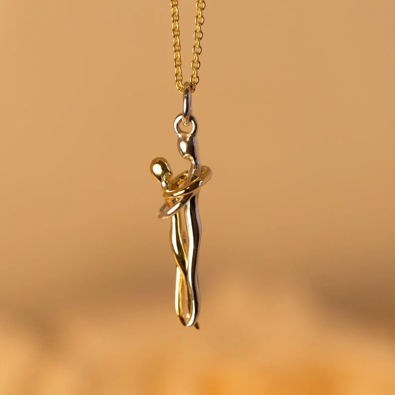 Mother Daughter Hugging Necklace - Hidden Forever