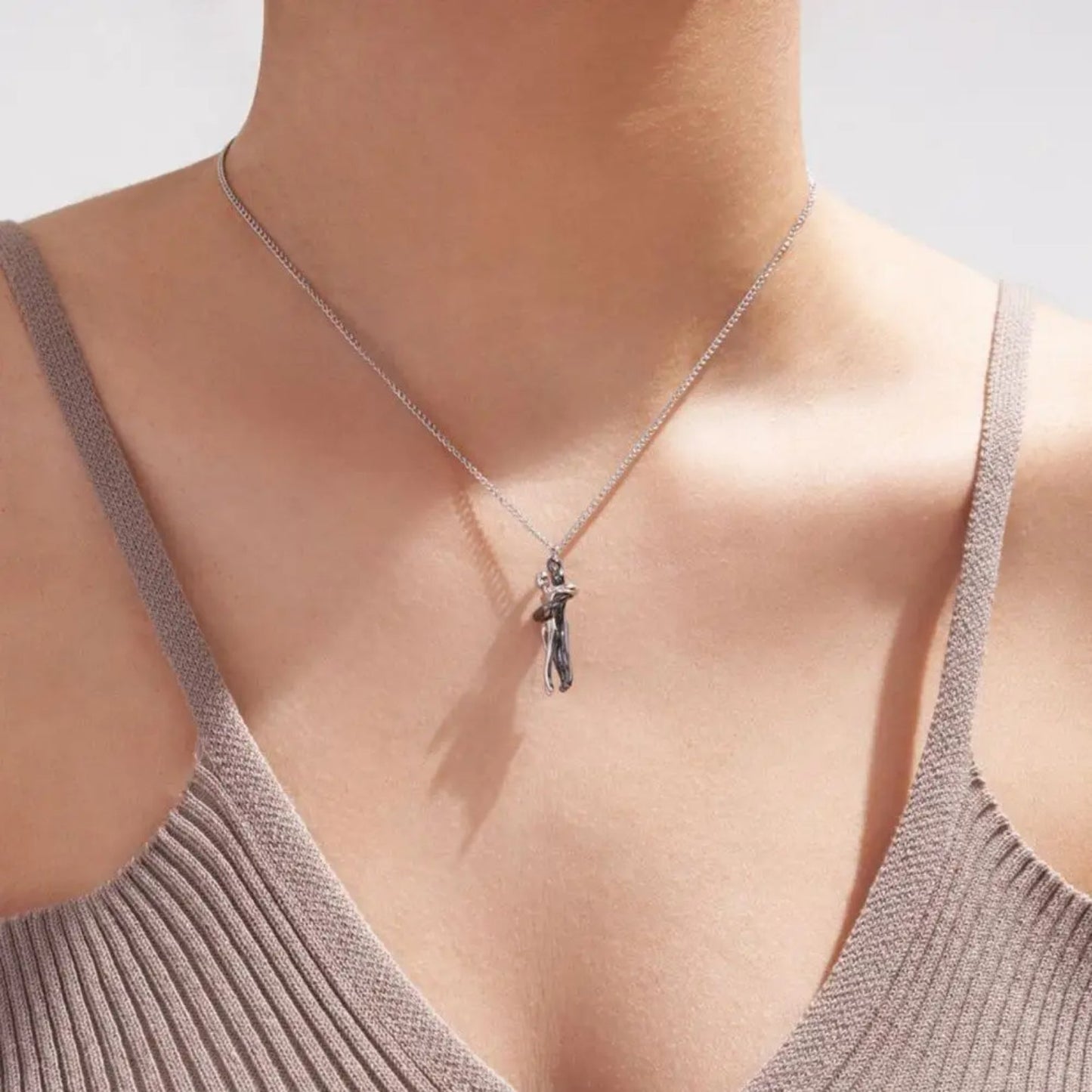 Mother Daughter Hugging Necklace - Hidden Forever