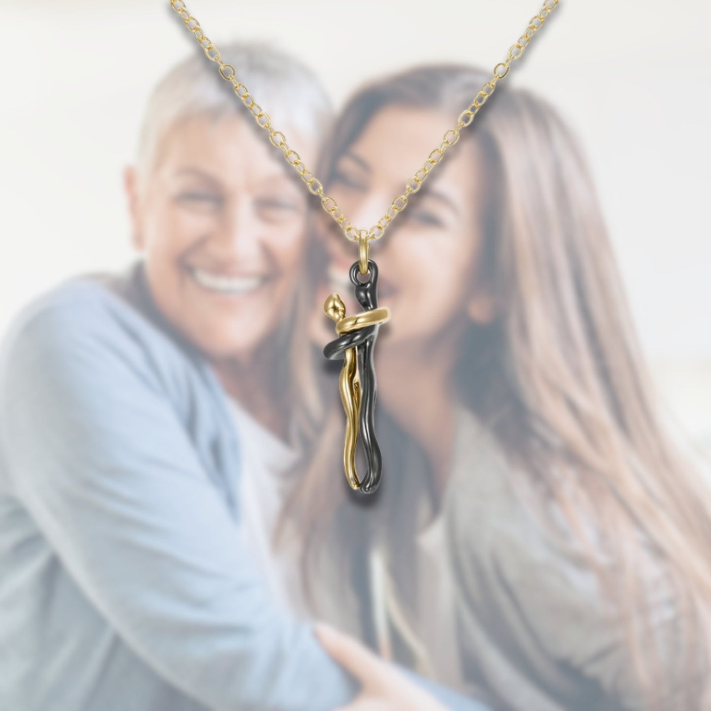 Mother Daughter Hugging Necklace - Hidden Forever