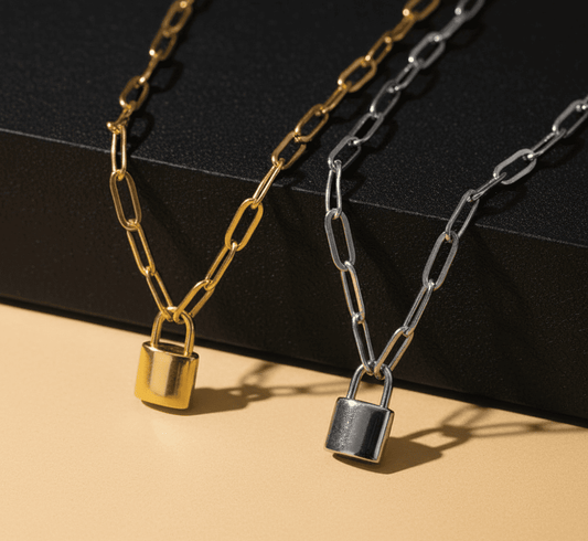 Mother & Daughter Link Padlock Necklace - Hidden Forever