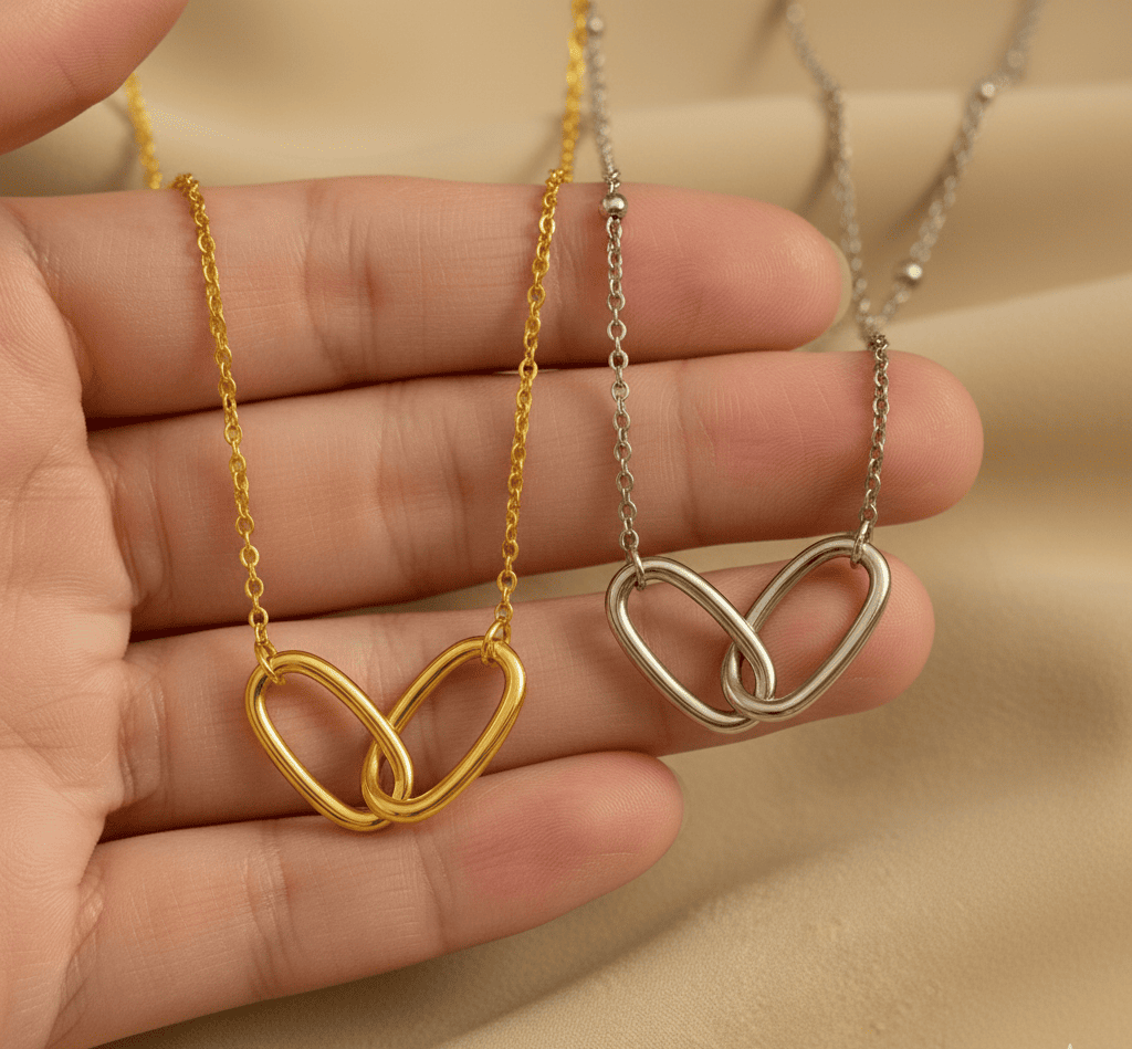 Mother & Daughter Linked Pendant Necklace - Hidden Forever