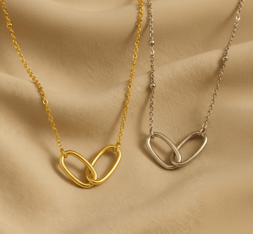 Mother & Daughter Linked Pendant Necklace - Hidden Forever