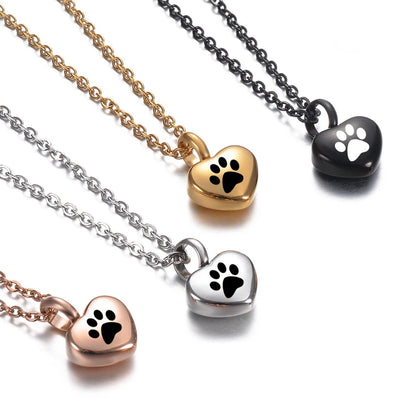 Paw Print Heart Ash Pendant - Hidden Forever