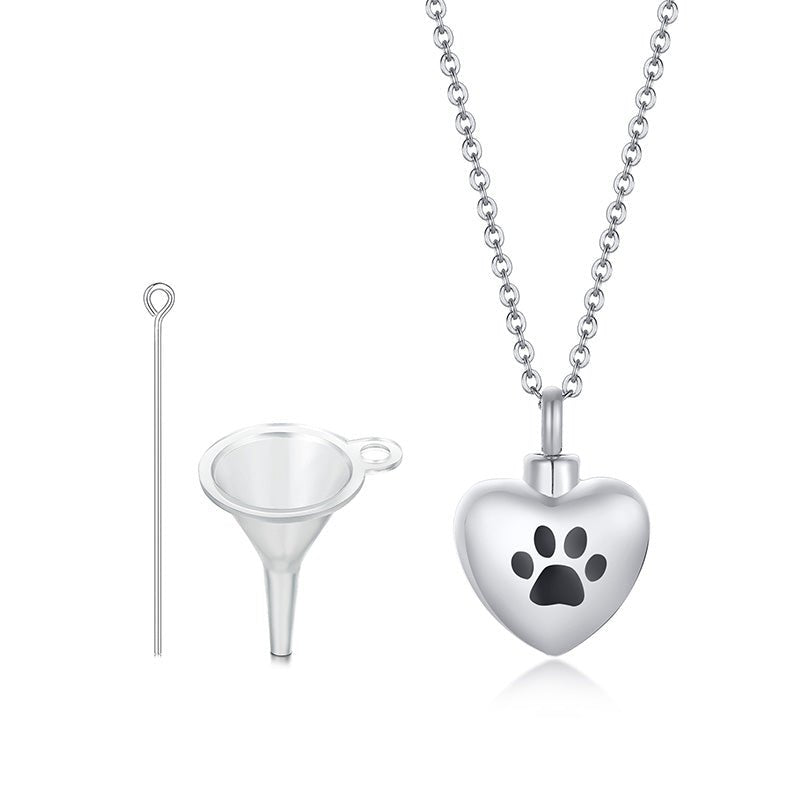 Paw Print Heart Ash Pendant - Hidden Forever