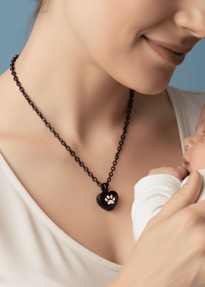 Paw Print Heart Ash Pendant - Hidden Forever