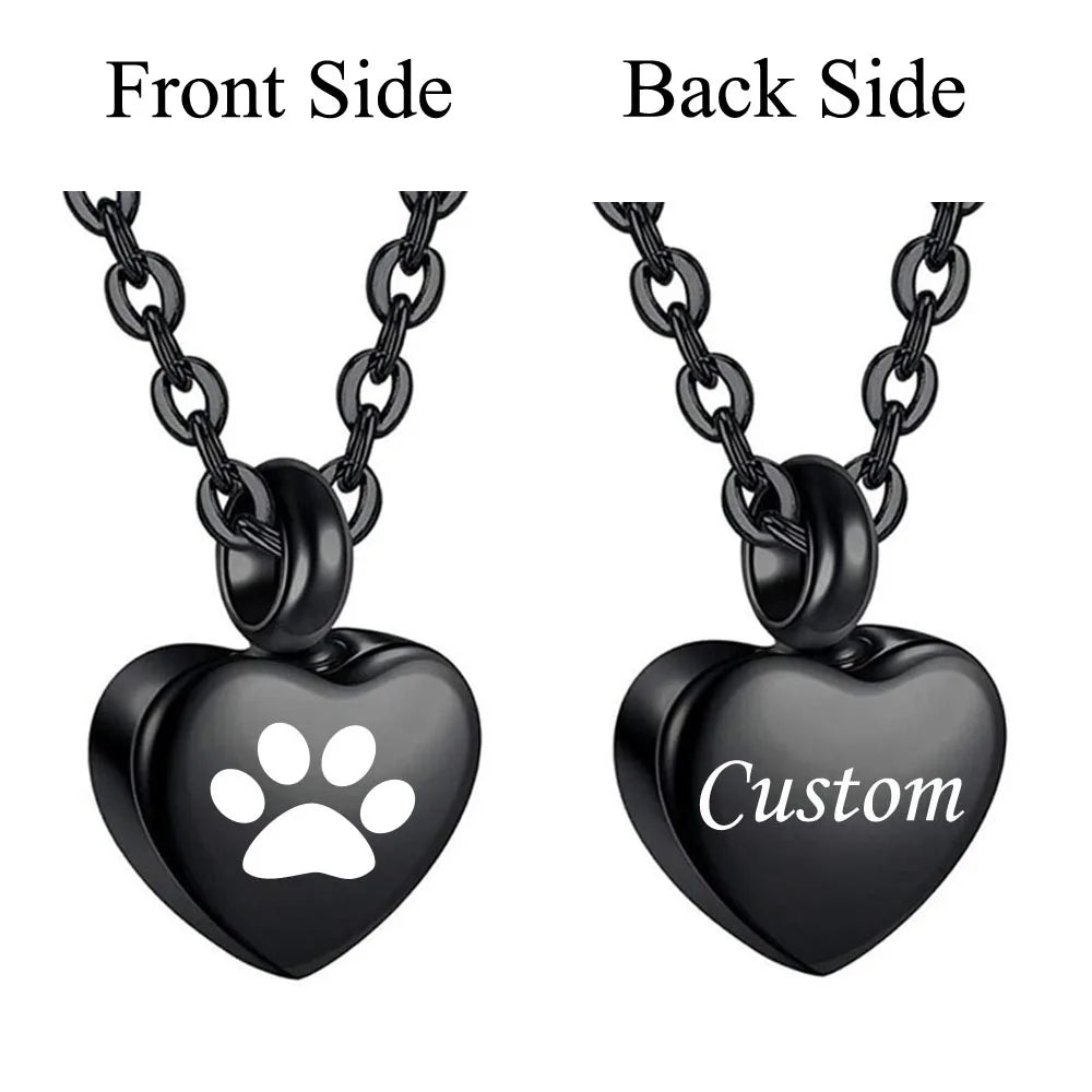 Paw Print Heart Ash Pendant - Hidden Forever