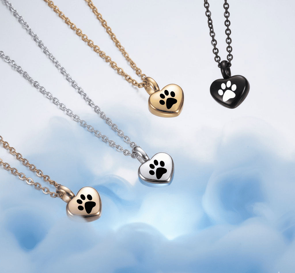 Paw Print Heart Ash Pendant - Hidden Forever