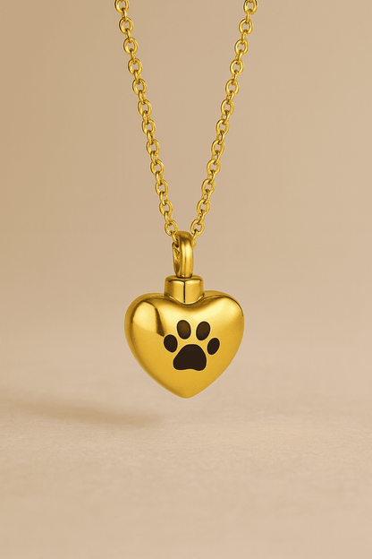 Paw Print Heart Ash Pendant - Hidden Forever