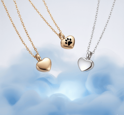 Paw Print Heart Ash Pendant - Hidden Forever