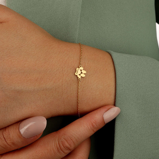Paw Print Name Bracelet — Carry Them With You - Hidden Forever