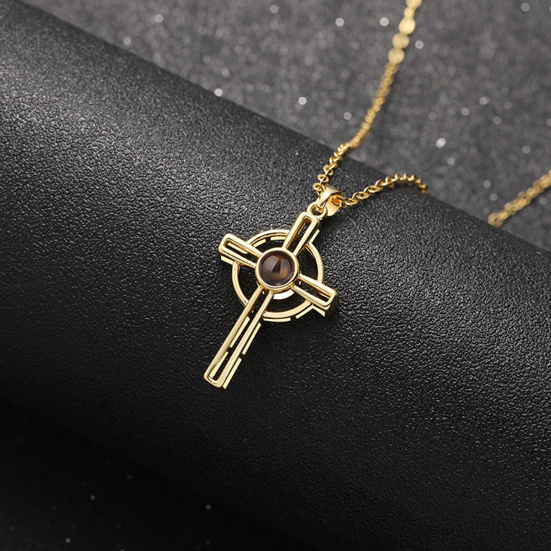 Personalised Cross Projection Necklace - Hidden Forever