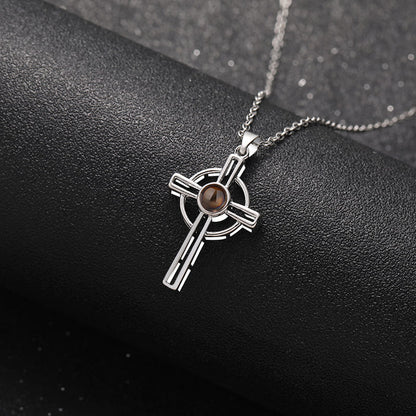 Personalised Cross Projection Necklace - Hidden Forever