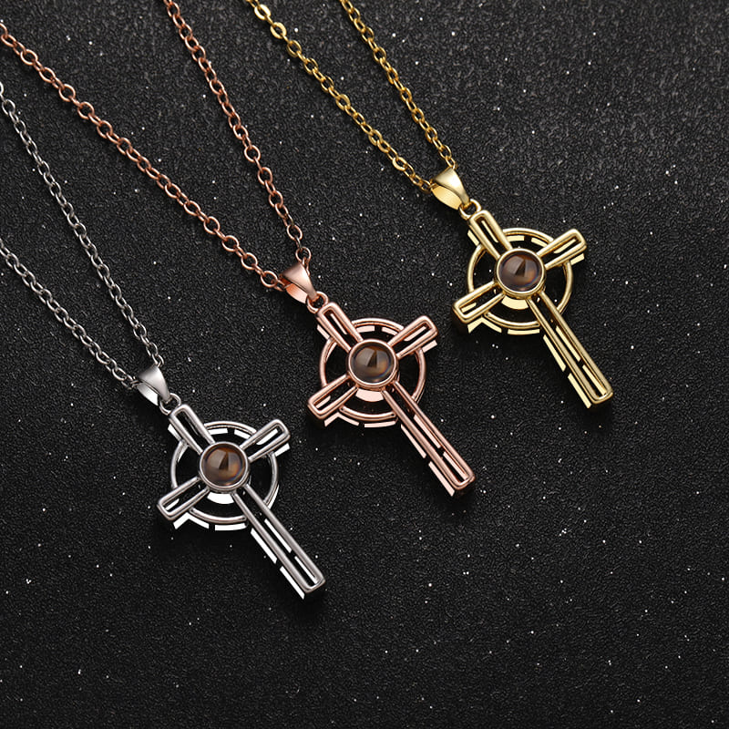 Personalised Cross Projection Necklace - Hidden Forever