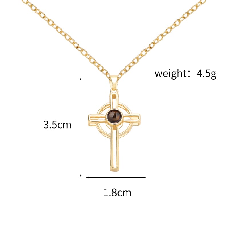 Personalised Cross Projection Necklace - Hidden Forever
