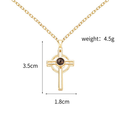 Personalised Cross Projection Necklace - Hidden Forever
