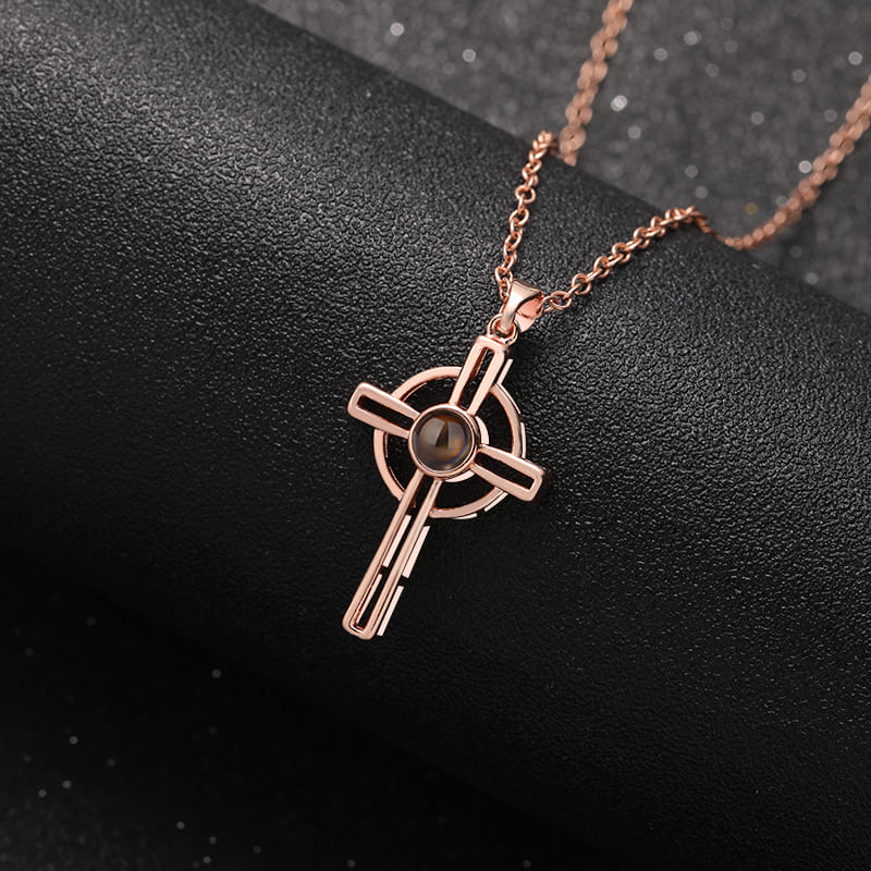 Personalised Cross Projection Necklace - Hidden Forever