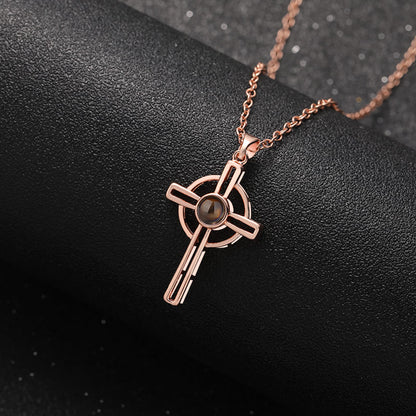 Personalised Cross Projection Necklace - Hidden Forever
