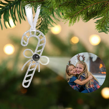 Personalized Christmas Candy Cane Photo Ornament - Hidden Forever