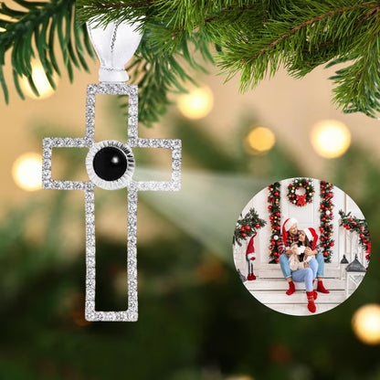 Personalized Christmas Cross Photo Ornament - Hidden Forever