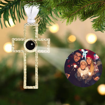 Personalized Christmas Cross Photo Ornament - Hidden Forever