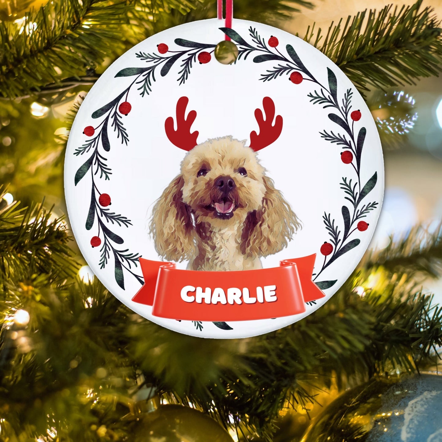 Personalized Christmas Holiday Custom Pet Photo Ornament - Hidden Forever