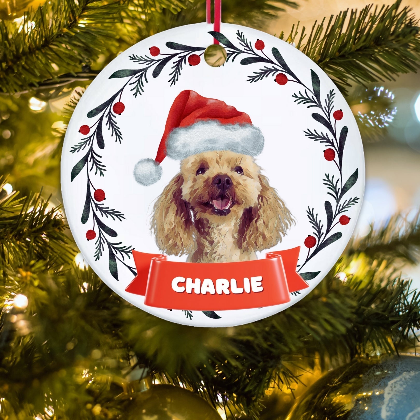 Personalized Christmas Holiday Custom Pet Photo Ornament - Hidden Forever