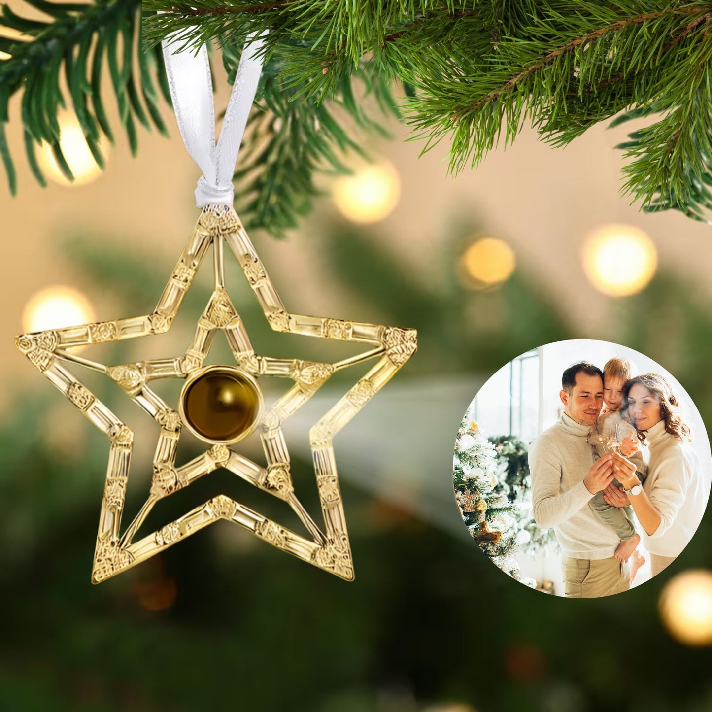 Personalized Christmas Star Photo Ornament - Hidden Forever