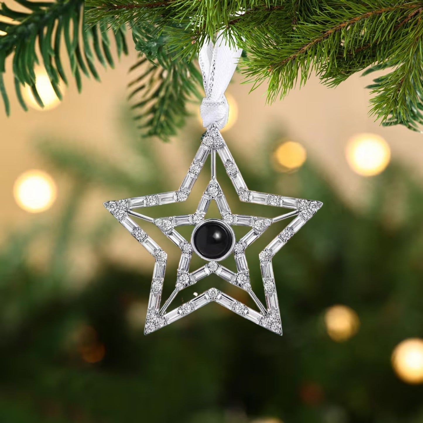 Personalized Christmas Star Photo Ornament - Hidden Forever