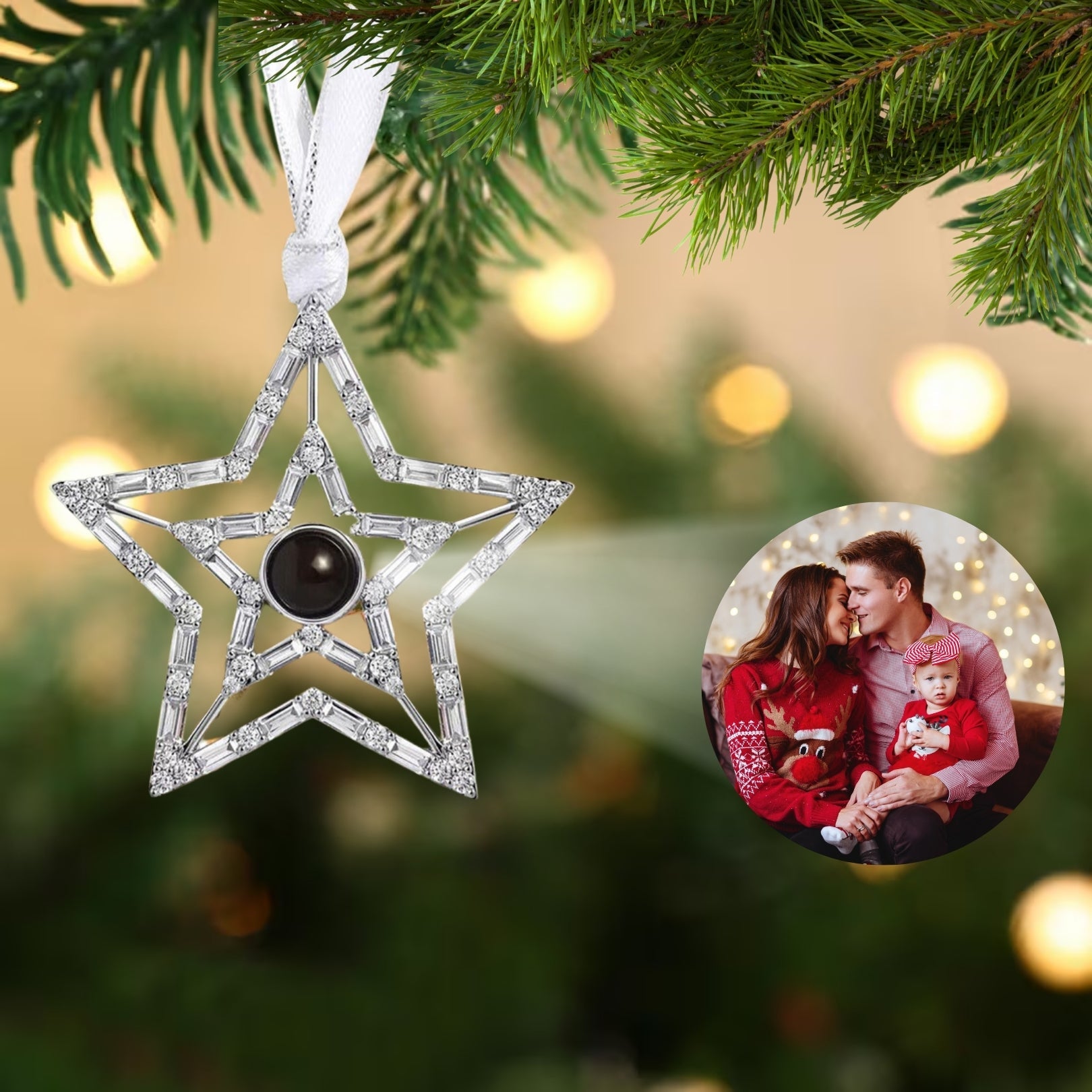 Personalized Christmas Star Photo Ornament - Hidden Forever