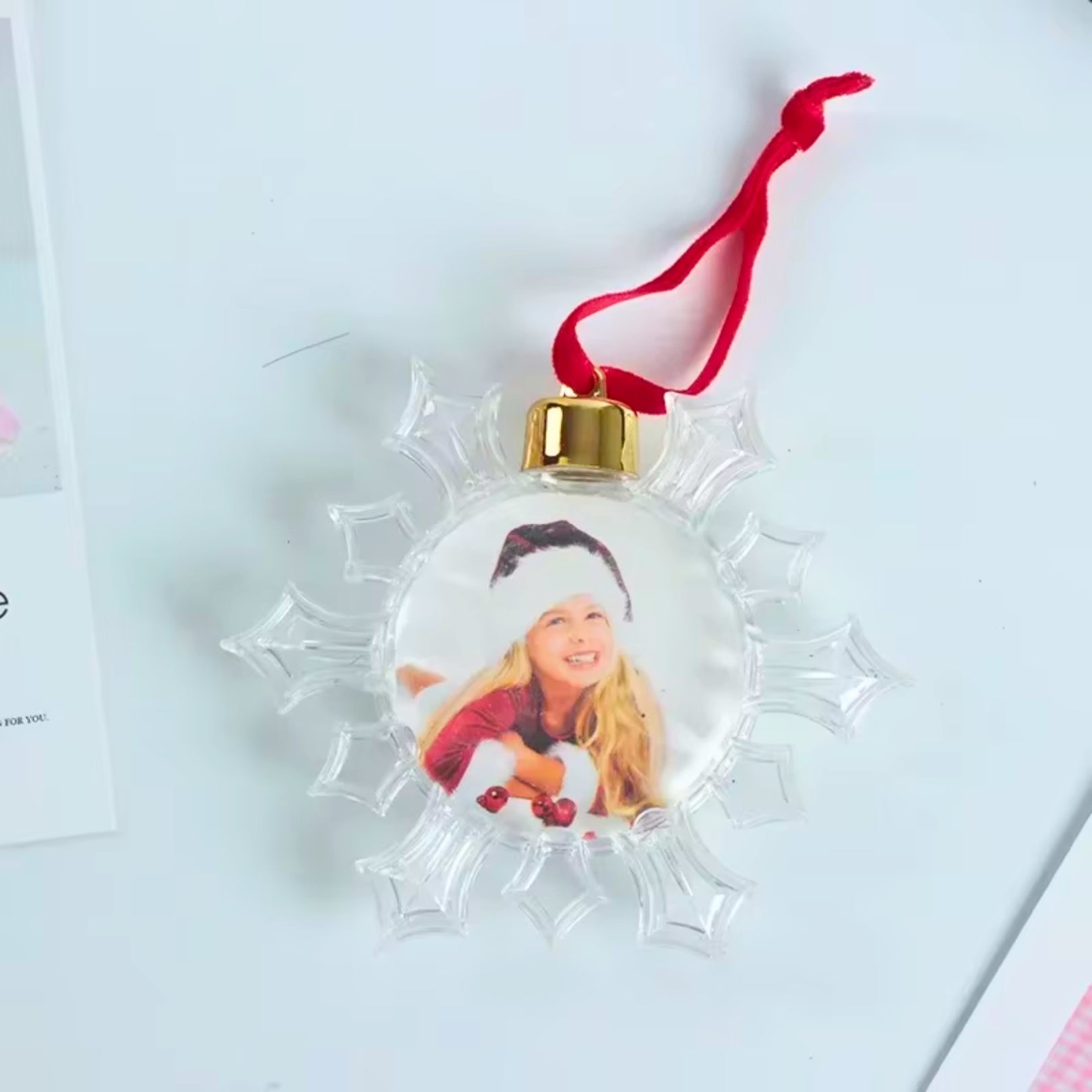 Personalized Christmas Transparent Photo Memory Ornament - Hidden Forever