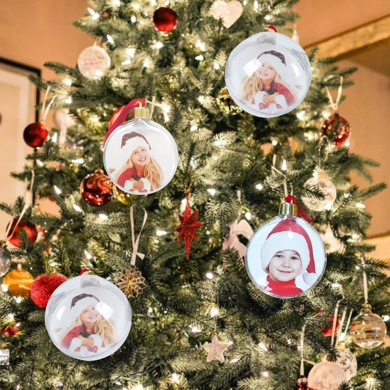 Personalized Christmas Transparent Photo Memory Ornament - Hidden Forever