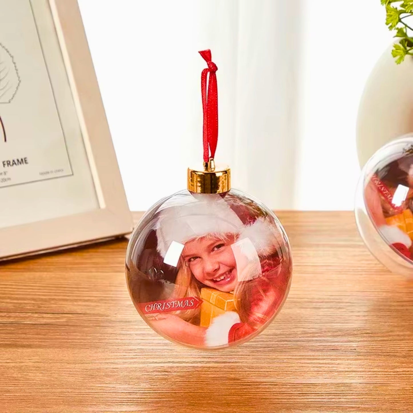 Personalized Christmas Transparent Photo Memory Ornament - Hidden Forever