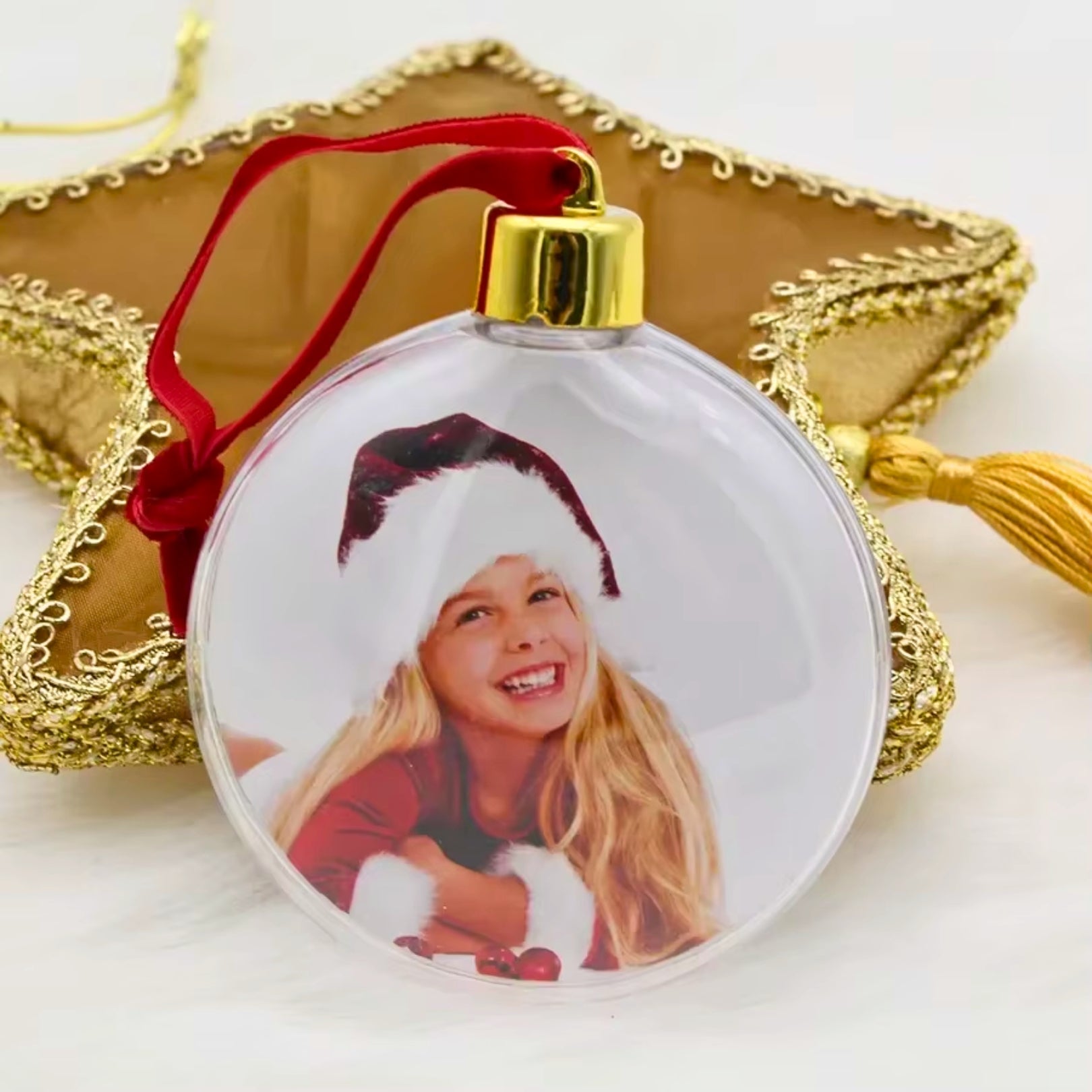 Personalized Christmas Transparent Photo Memory Ornament - Hidden Forever